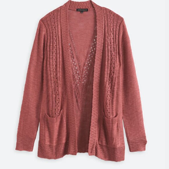Coral Dusty Rose Pink Cardigan Sweater Size Small Love Ellie Adelle Two Pocket - Picture 5 of 7